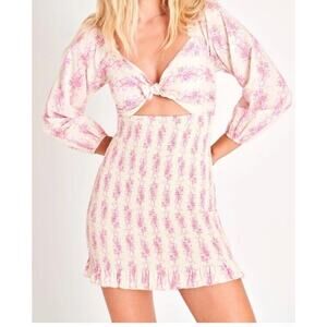 LoveShackFancy Pink and Cream Mini Dress